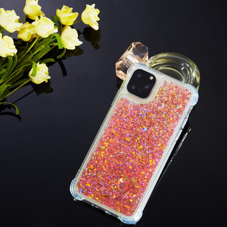 Pure Color Glitter Powder Quicksand TPU Case for iPhone 12 Pro Max 6.7 inch - Red-4