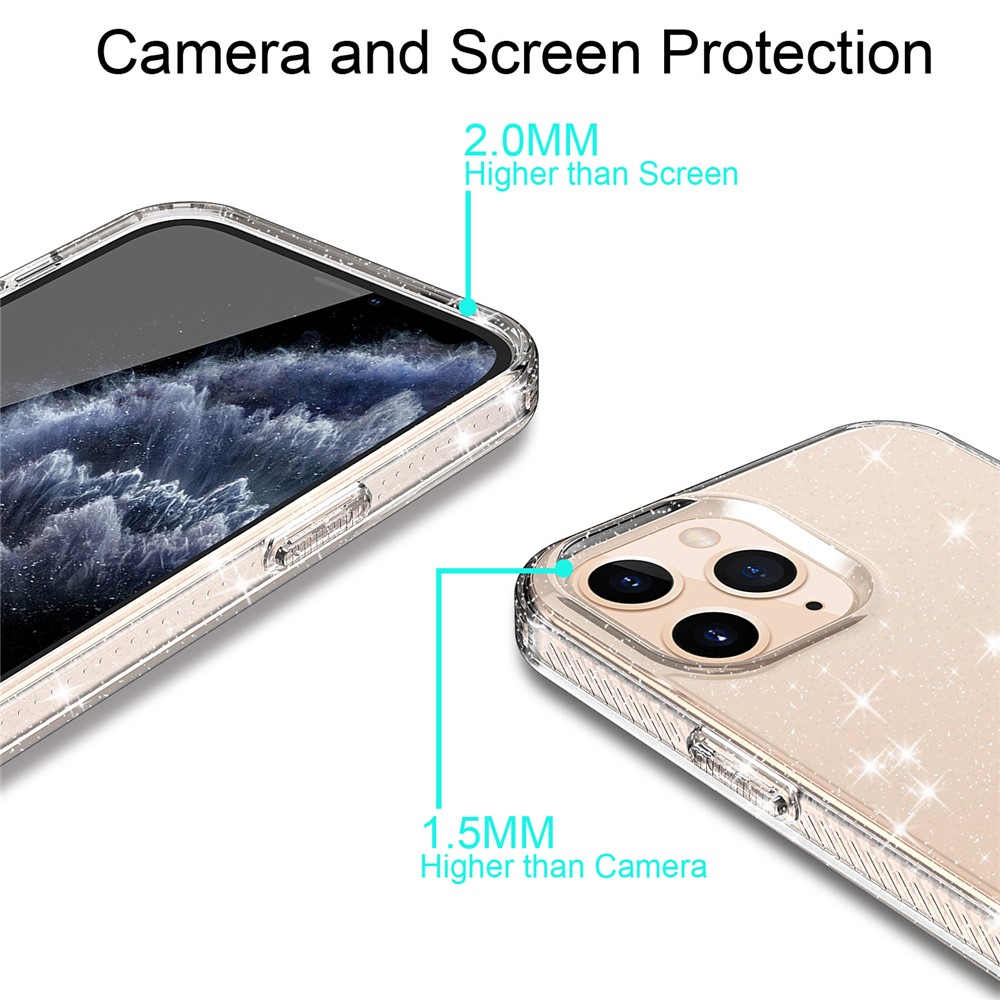 Thicken Protection Flash Powder TPU Case for iPhone 12 Pro Max 6.7 inch - Transparent-2