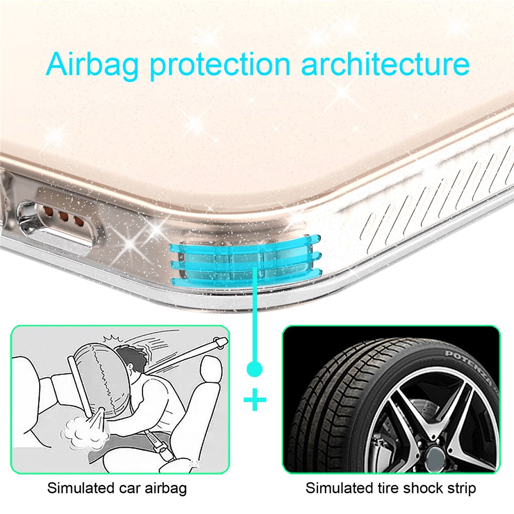 Thicken Protection Flash Powder TPU Case for iPhone 12 Pro Max 6.7 inch - Transparent-6