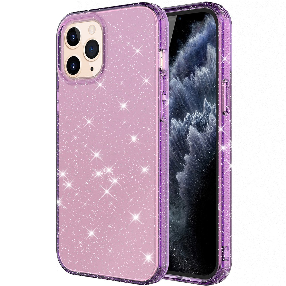 Thicken Protection Flash Powder TPU Case for iPhone 12 Pro Max 6.7 inch - Purple-1