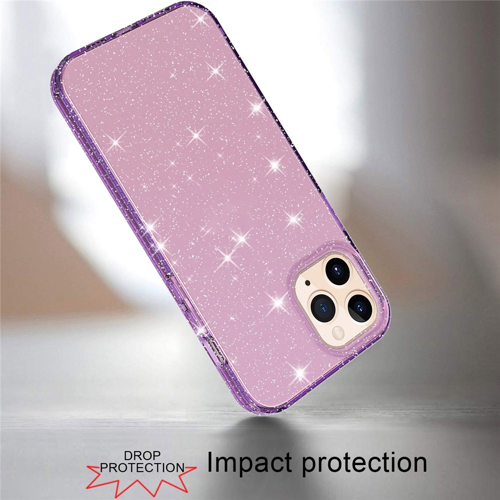 Thicken Protection Flash Powder TPU Case for iPhone 12 Pro Max 6.7 inch - Purple-3