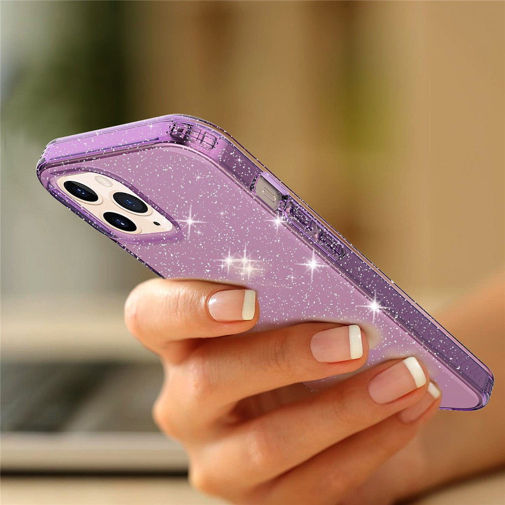 Thicken Protection Flash Powder TPU Case for iPhone 12 Pro Max 6.7 inch - Purple-5