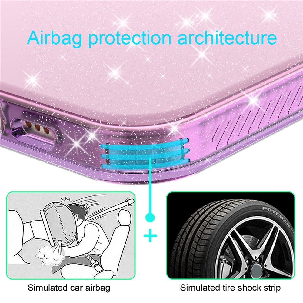 Thicken Protection Flash Powder TPU Case for iPhone 12 Pro Max 6.7 inch - Purple-6