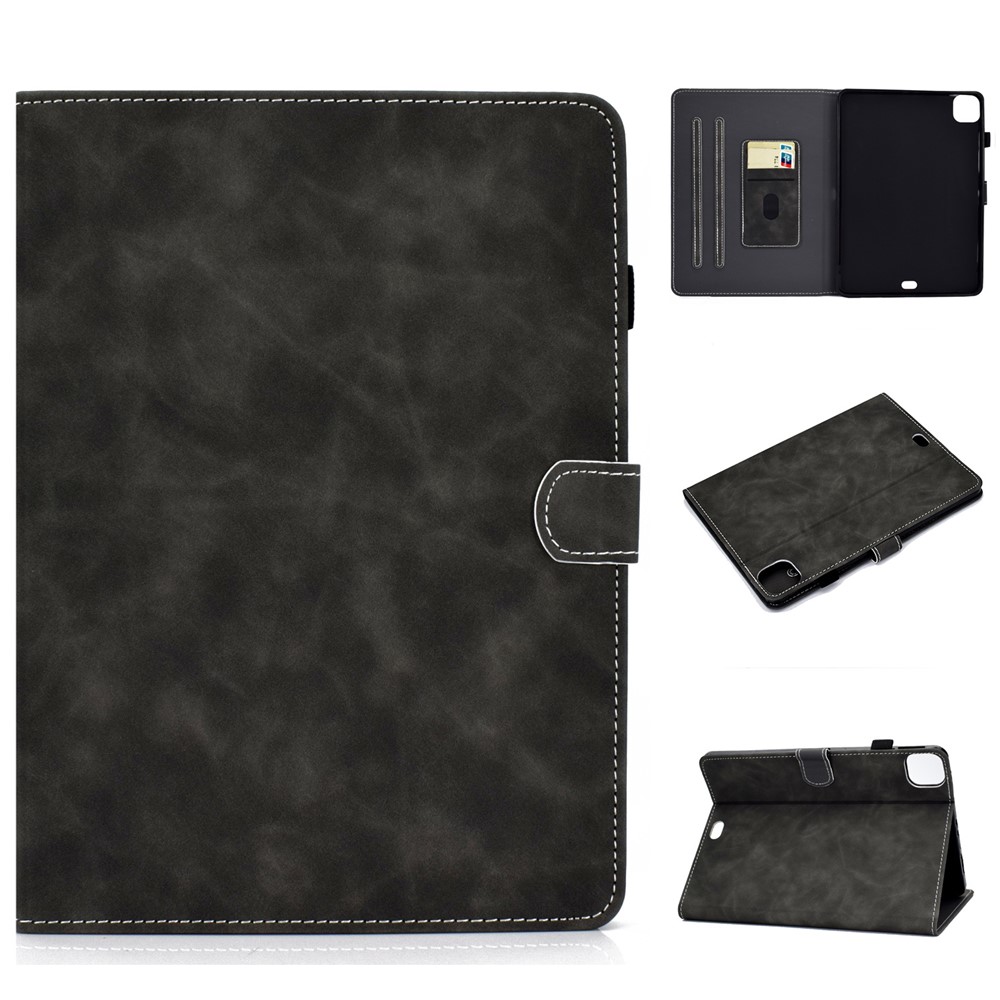 Shell de Protection de Tablette en Cuir de Couleur Unie Pour Ipad Pro 11 Pouces (2021) / Air (2020) / Air (2022) - le Noir