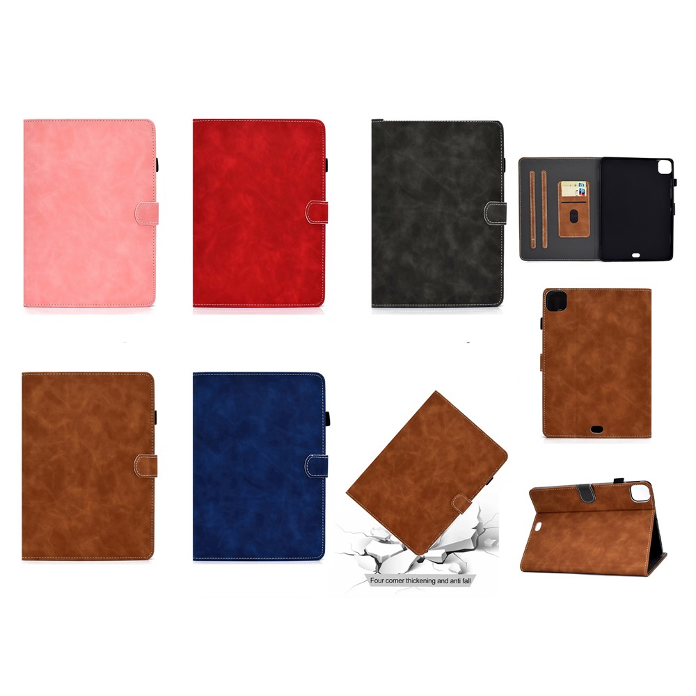 Shell de Protection de Tablette en Cuir de Couleur Unie Pour Ipad Pro 11 Pouces (2021) / Air (2020) / Air (2022) - le Noir