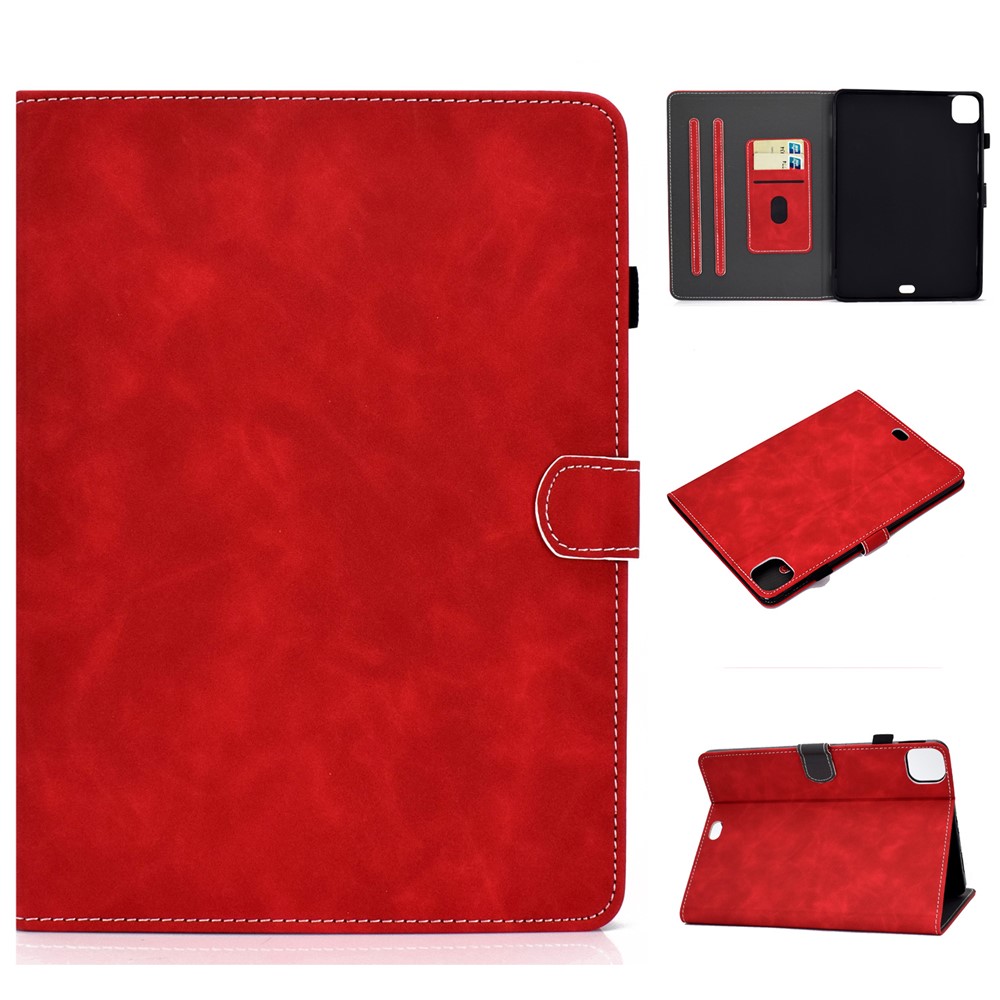Comprimé En Cuir De Couleur Solide Coque De Protection Pour L'air IPAD (2020) - Rouge-1