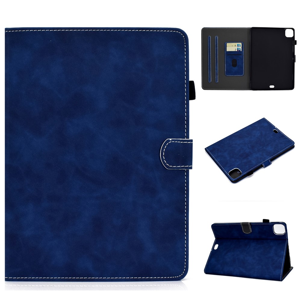 Shell de Protection de Tablette en Cuir de Couleur Unie Pour Ipad Pro 11 Pouces (2021) / Air (2020) / Air (2022) - Bleu