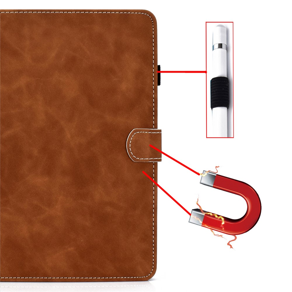 Solid Color Leather Tablet Protective Shell for iPad Air (2020) - Brown-11