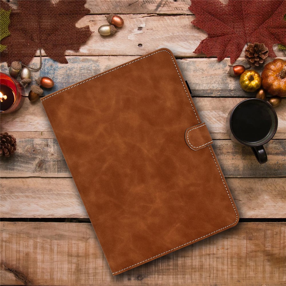 Solid Color Leather Tablet Protective Shell for iPad Air (2020) - Brown-9