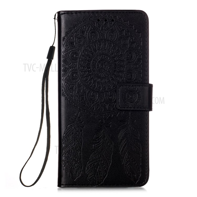 Imprint Flower Dream Catcher Leather Mobile Phone Case for iPhone 12 Pro Max 6.7 inch - Black-2
