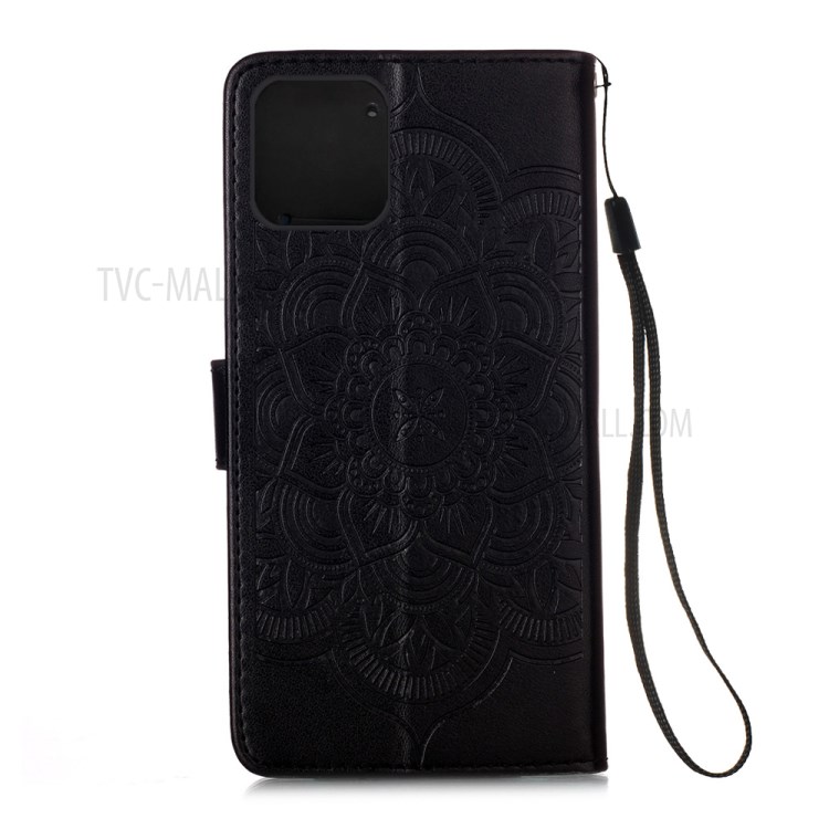 Imprint Flower Dream Catcher Leather Mobile Phone Case for iPhone 12 Pro Max 6.7 inch - Black-3