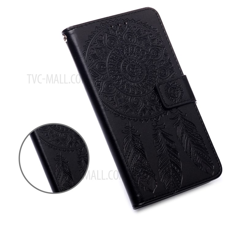 Imprint Flower Dream Catcher Leather Mobile Phone Case for iPhone 12 Pro Max 6.7 inch - Black-6