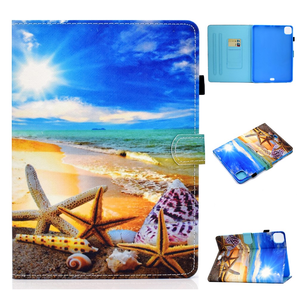 Pattern Printing Leather Card Holder Tablet Shell for iPad Air 4 10.8 inch (2020) - Starfish-1