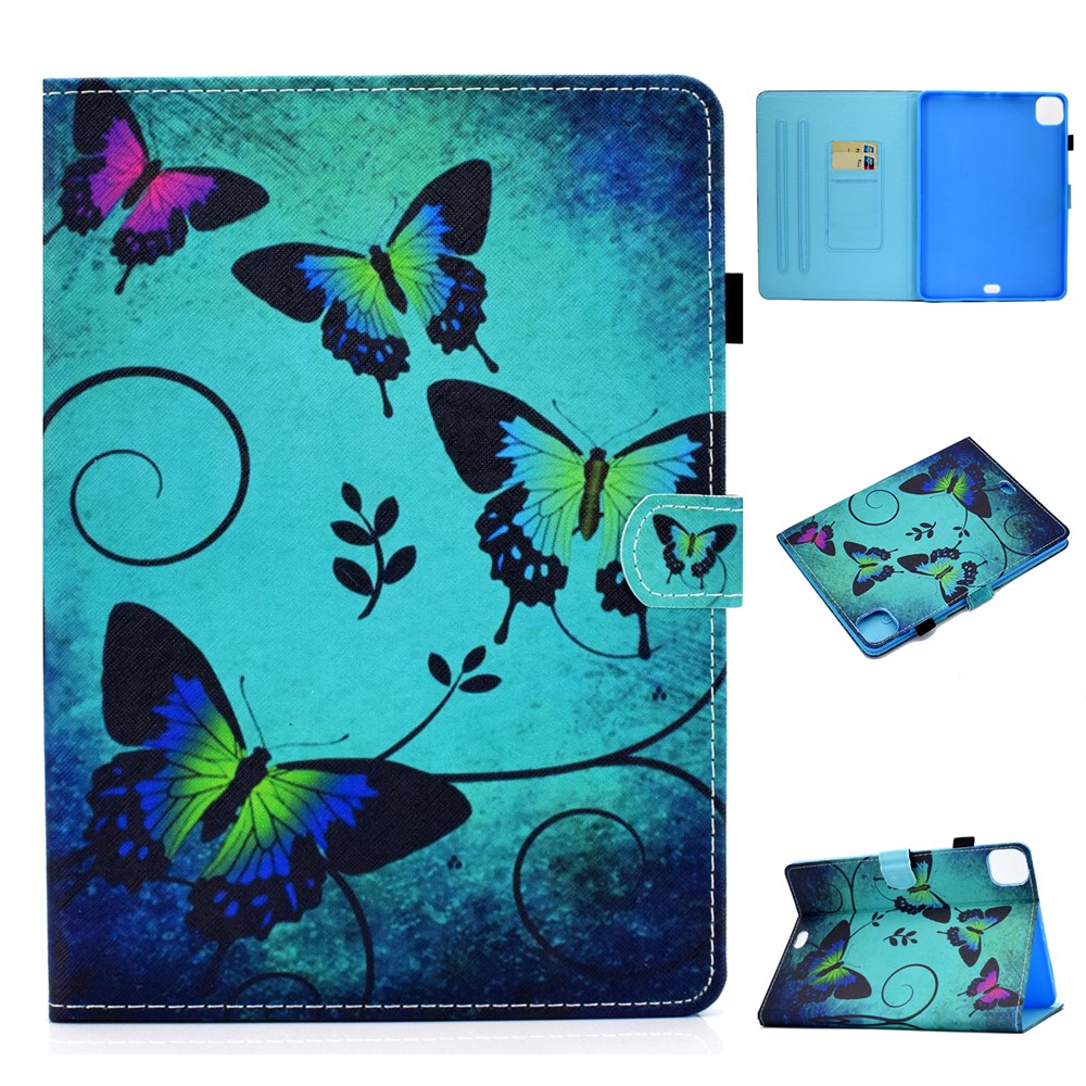 Pattern Printing Leather Card Holder Tablet Shell for iPad Air (2020) - Butterfly-1