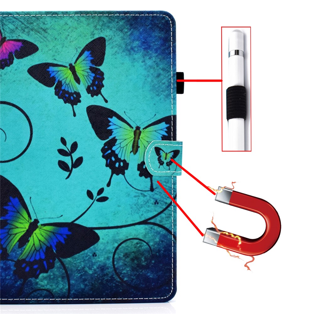 Pattern Printing Leather Card Holder Tablet Shell for iPad Air (2020) - Butterfly-9