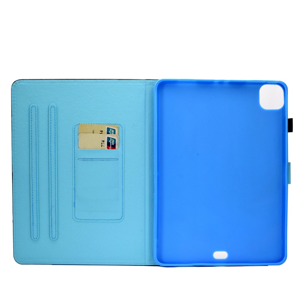 Pattern Printing Leather Card Holder Tablet Shell for iPad Air (2020) - Blue Owl-10
