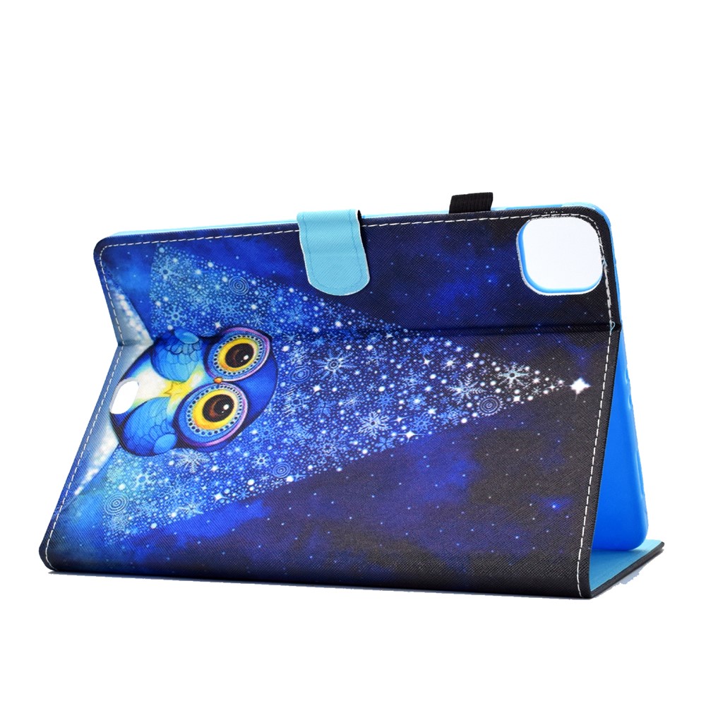 Pattern Printing Leather Card Holder Tablet Shell for iPad Air (2020) - Blue Owl-4