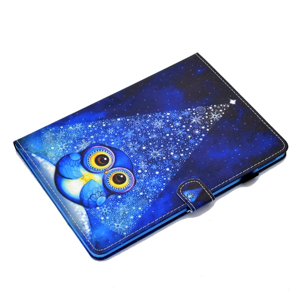 Pattern Printing Leather Card Holder Tablet Shell for iPad Air (2020) - Blue Owl-5