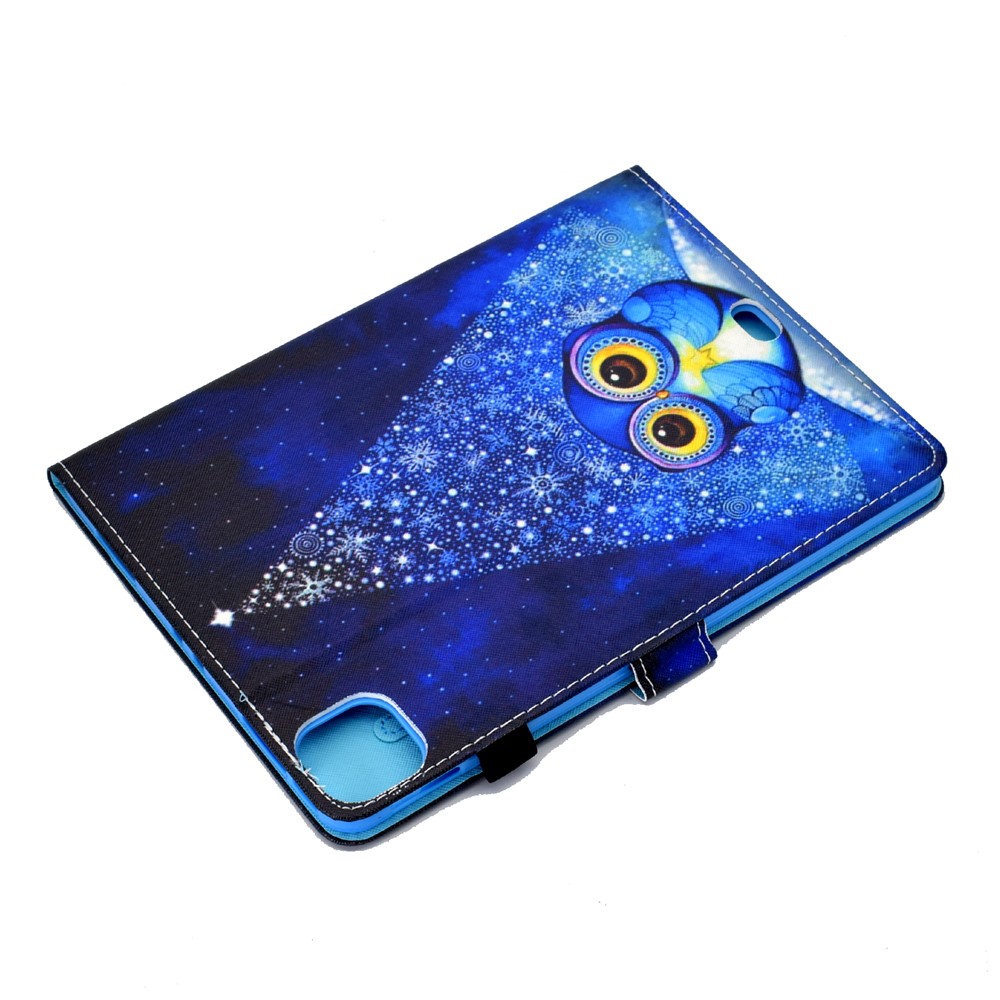 Pattern Printing Leather Card Holder Tablet Shell for iPad Air (2020) - Blue Owl-6
