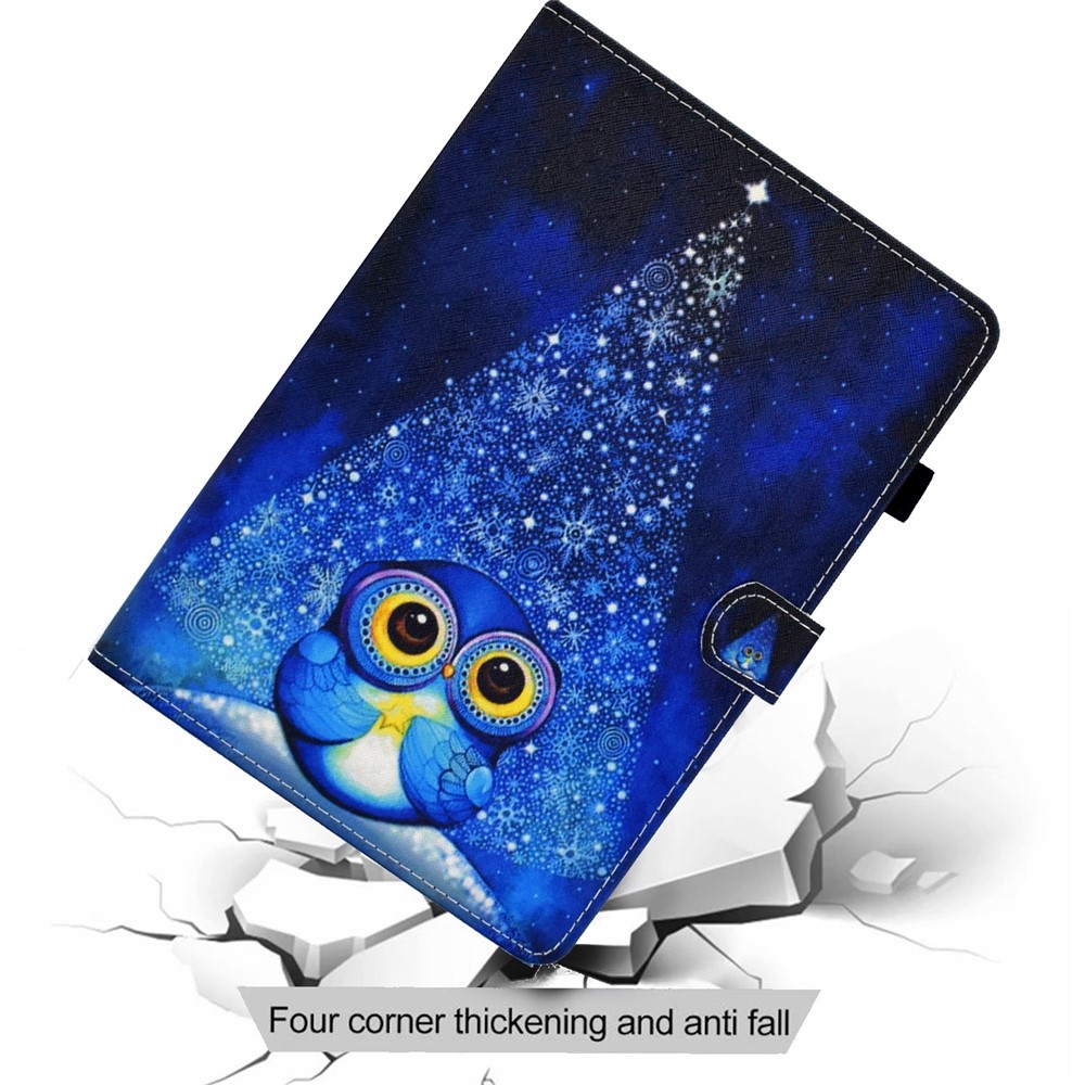 Pattern Printing Leather Card Holder Tablet Shell for iPad Air (2020) - Blue Owl-8