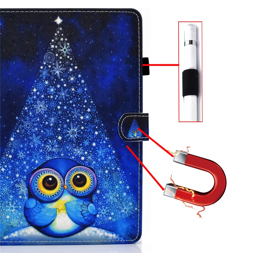 Pattern Printing Leather Card Holder Tablet Shell for iPad Air (2020) - Blue Owl-9