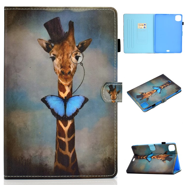 Pattern Printing Leather Card Holder Tablet Shell for iPad Air (2020) - Giraffe-1