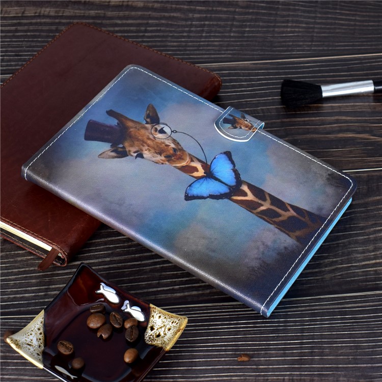 Pattern Printing Leather Card Holder Tablet Shell for iPad Air (2020) - Giraffe-7