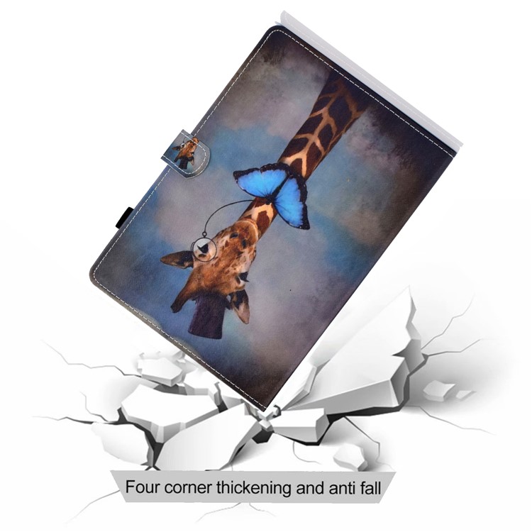 Pattern Printing Leather Card Holder Tablet Shell for iPad Air (2020) - Giraffe-8