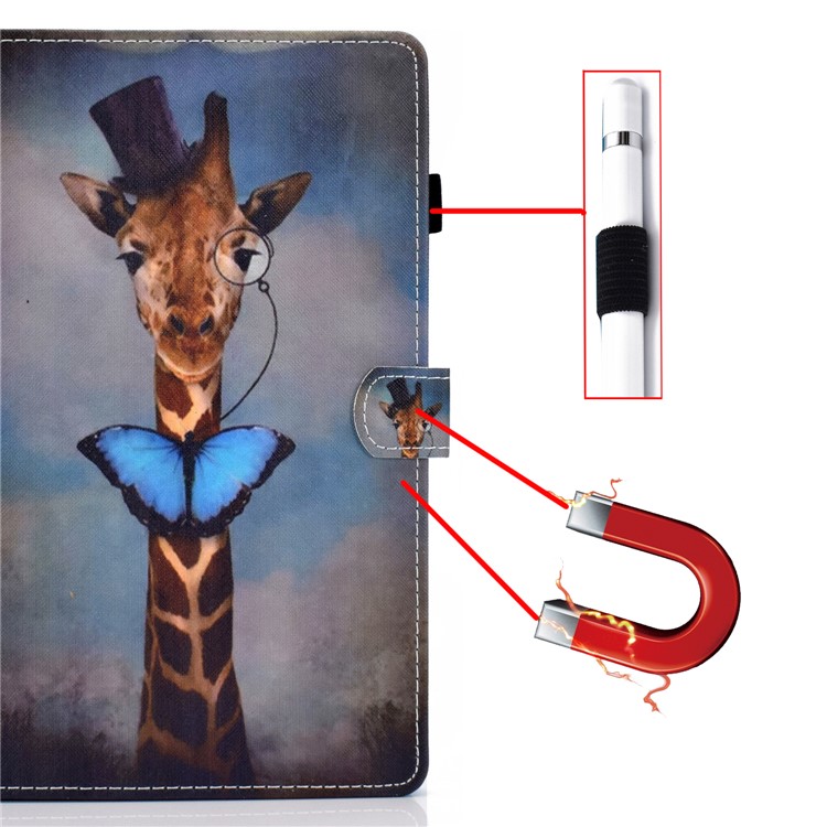 Pattern Printing Leather Card Holder Tablet Shell for iPad Air (2020) - Giraffe-9