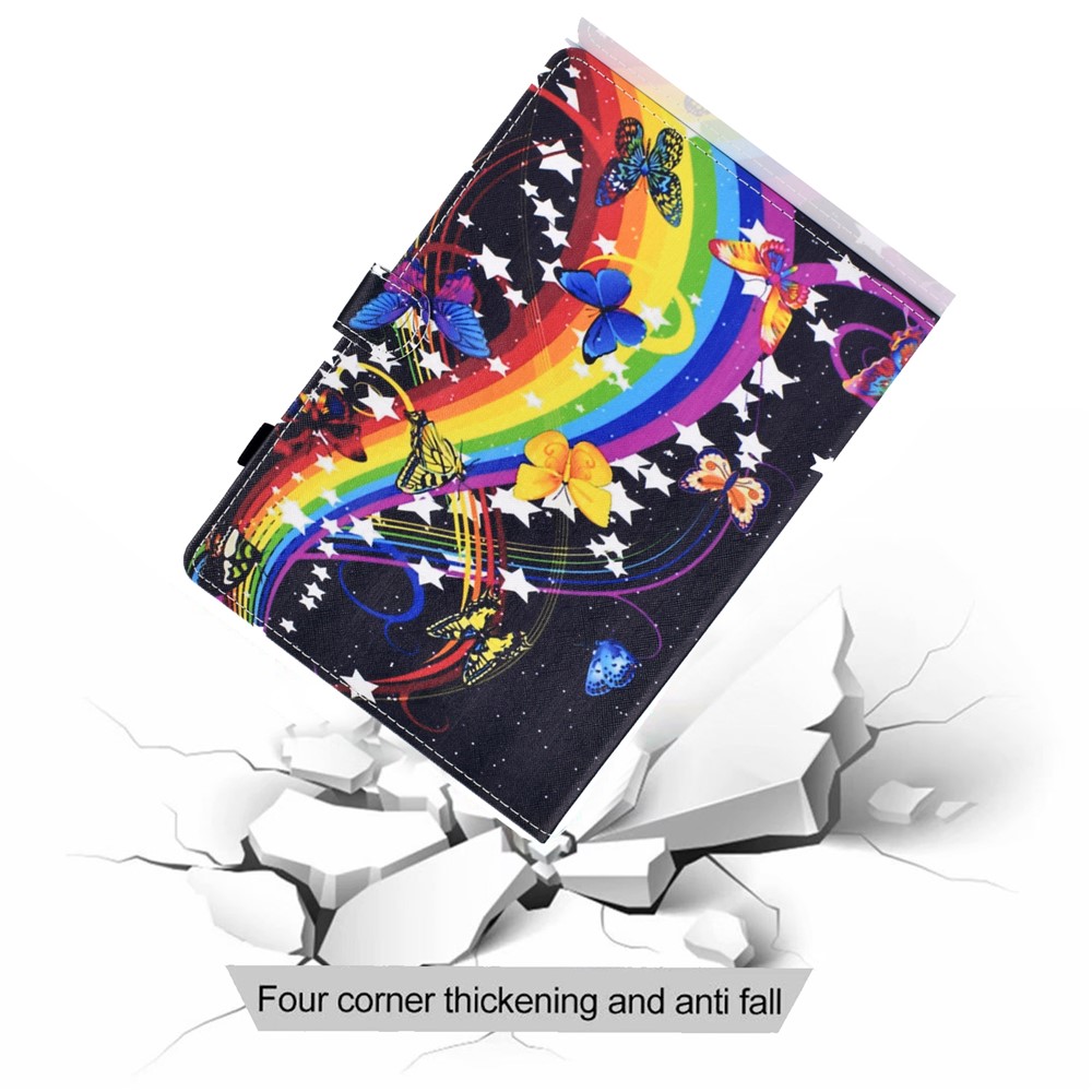 Pattern Printing Leather Card Holder Tablet Shell for iPad Air (2020) - Rainbow and Butterfly-8