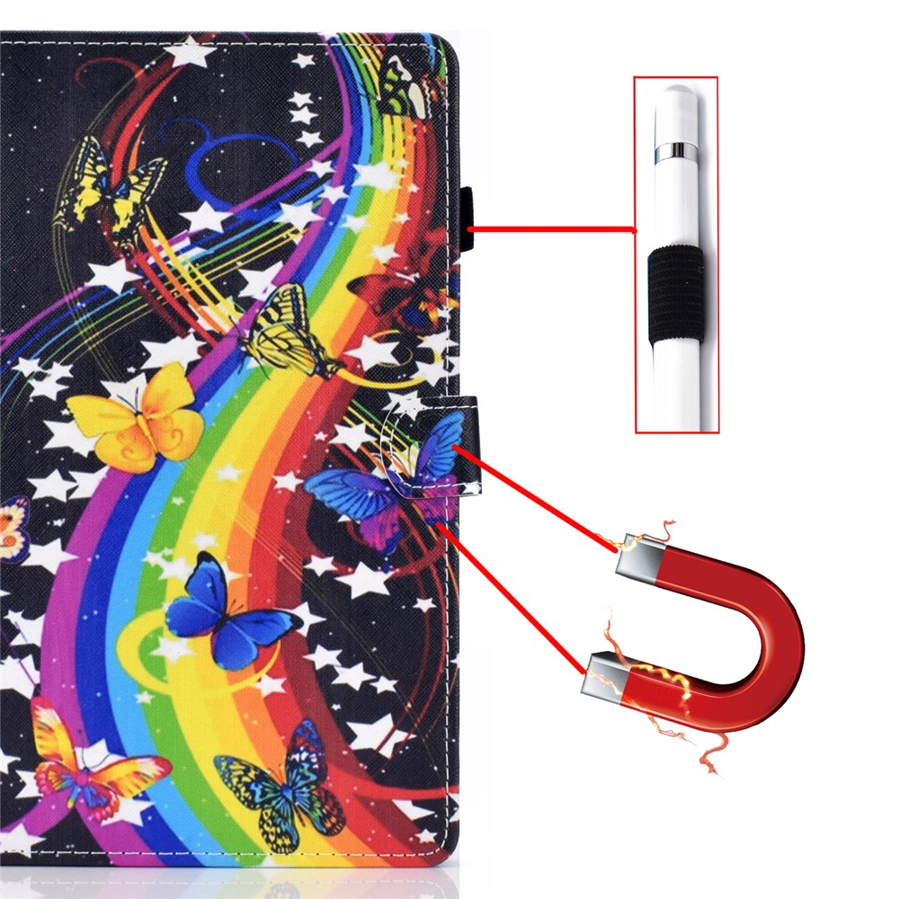 Pattern Printing Leather Card Holder Tablet Shell for iPad Air (2020) - Rainbow and Butterfly-9