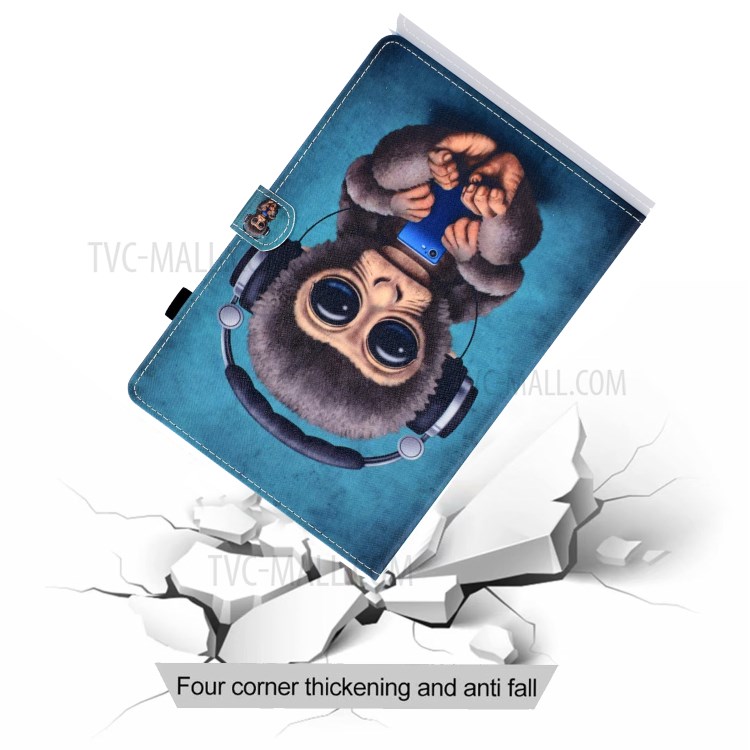 Pattern Printing Leather Card Holder Tablet Shell for iPad Air (2020) - Monkey with Headsets-8