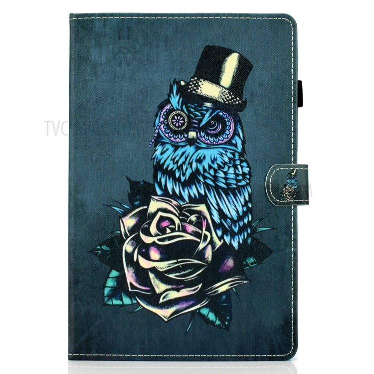Pattern Printing Leather Card Holder Tablet Shell for iPad Air (2020) - Owl and Flower-2