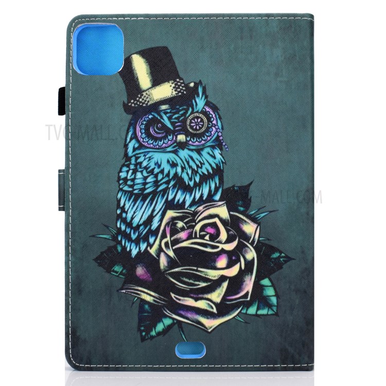 Pattern Printing Leather Card Holder Tablet Shell for iPad Air (2020) - Owl and Flower-3