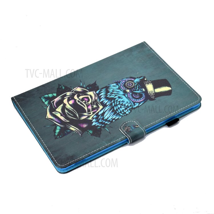 Pattern Printing Leather Card Holder Tablet Shell for iPad Air (2020) - Owl and Flower-5