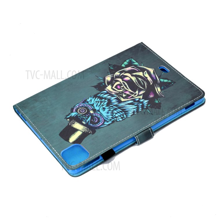 Pattern Printing Leather Card Holder Tablet Shell for iPad Air (2020) - Owl and Flower-6