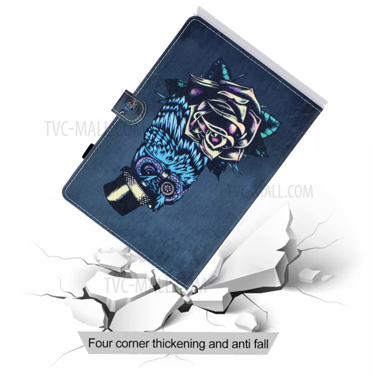 Pattern Printing Leather Card Holder Tablet Shell for iPad Air (2020) - Owl and Flower-8