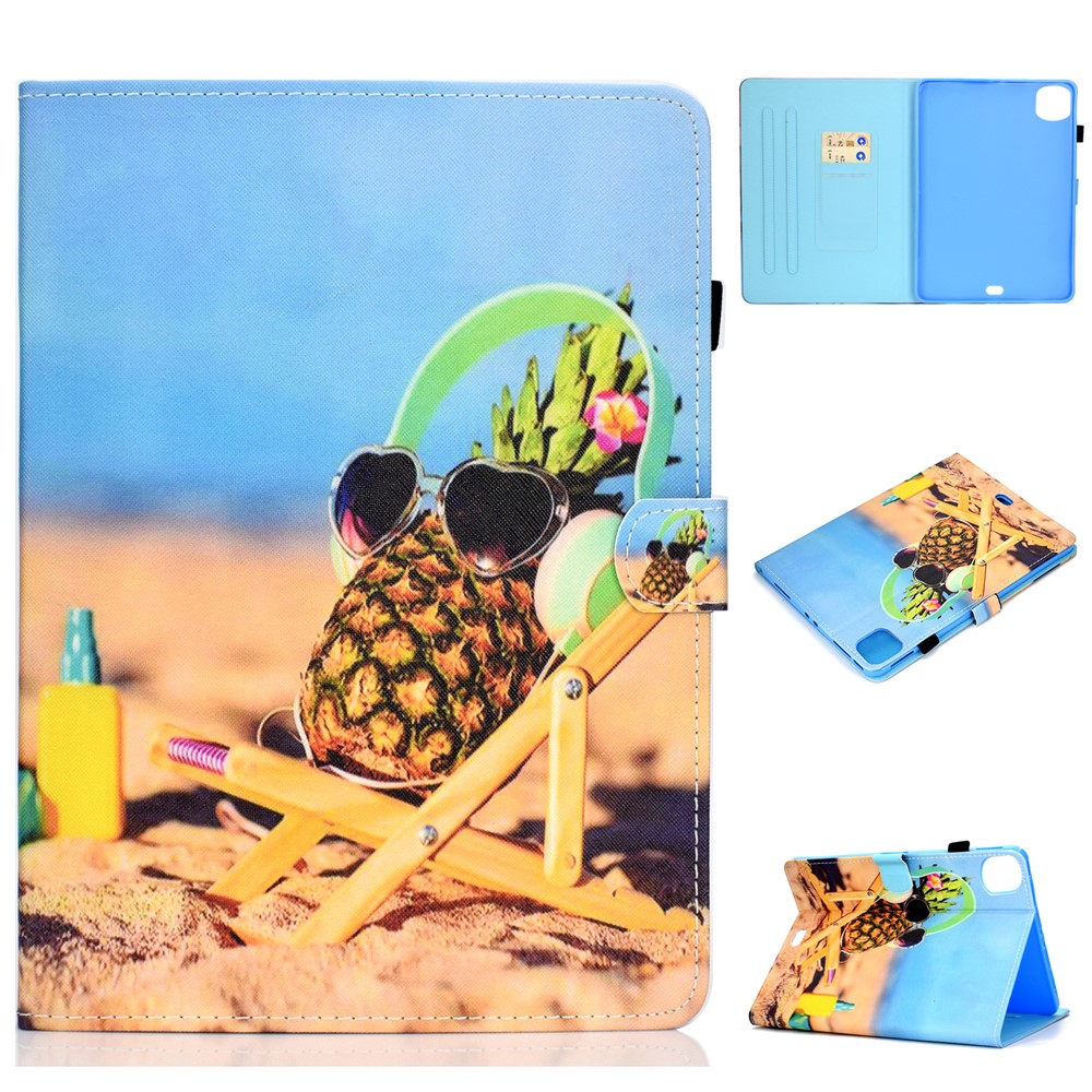 Pattern Printing Leather Card Holder Tablet Shell for iPad Air (2020) - Cool Pineapple-1