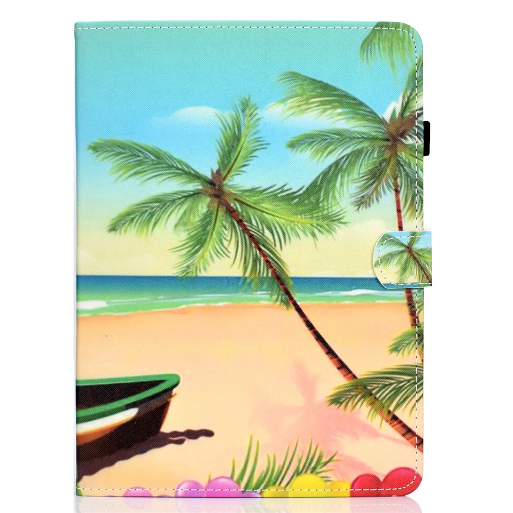 Pattern Printing Leather Card Holder Tablet Shell for iPad Air (2020) - Beach-2
