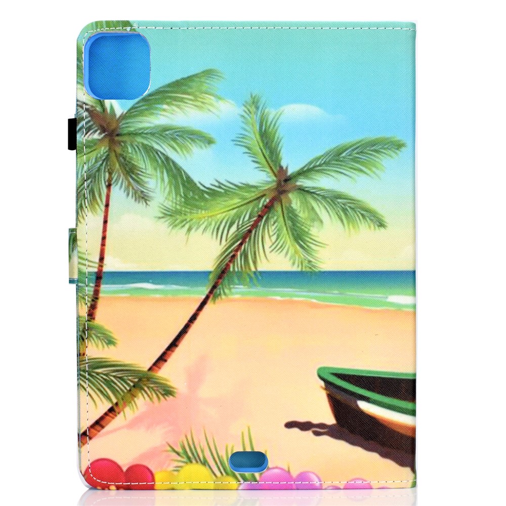Pattern Printing Leather Card Holder Tablet Shell for iPad Air (2020) - Beach-3