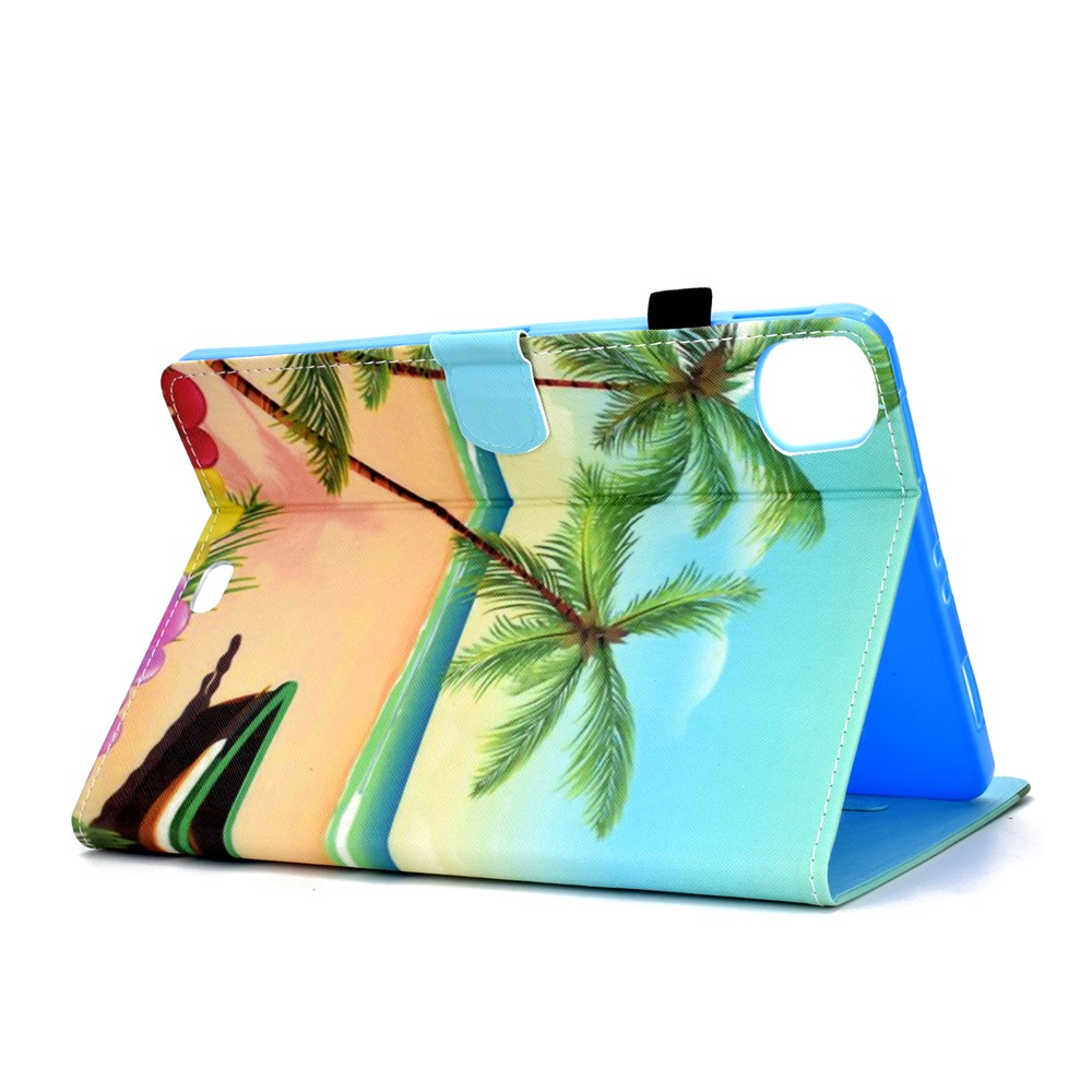 Pattern Printing Leather Card Holder Tablet Shell for iPad Air (2020) - Beach-4