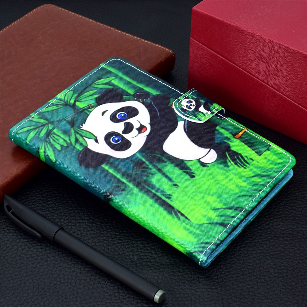 Pattern Printing Leather Card Holder Tablet Shell for iPad Air (2020) - Panda and Bamboo-8