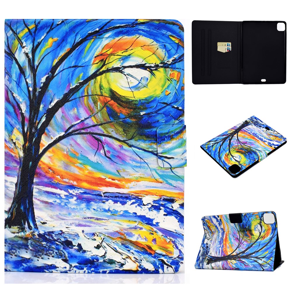 Pattern Printing Leather Stand Tablet Case for iPad Air (2020) - Tree-1