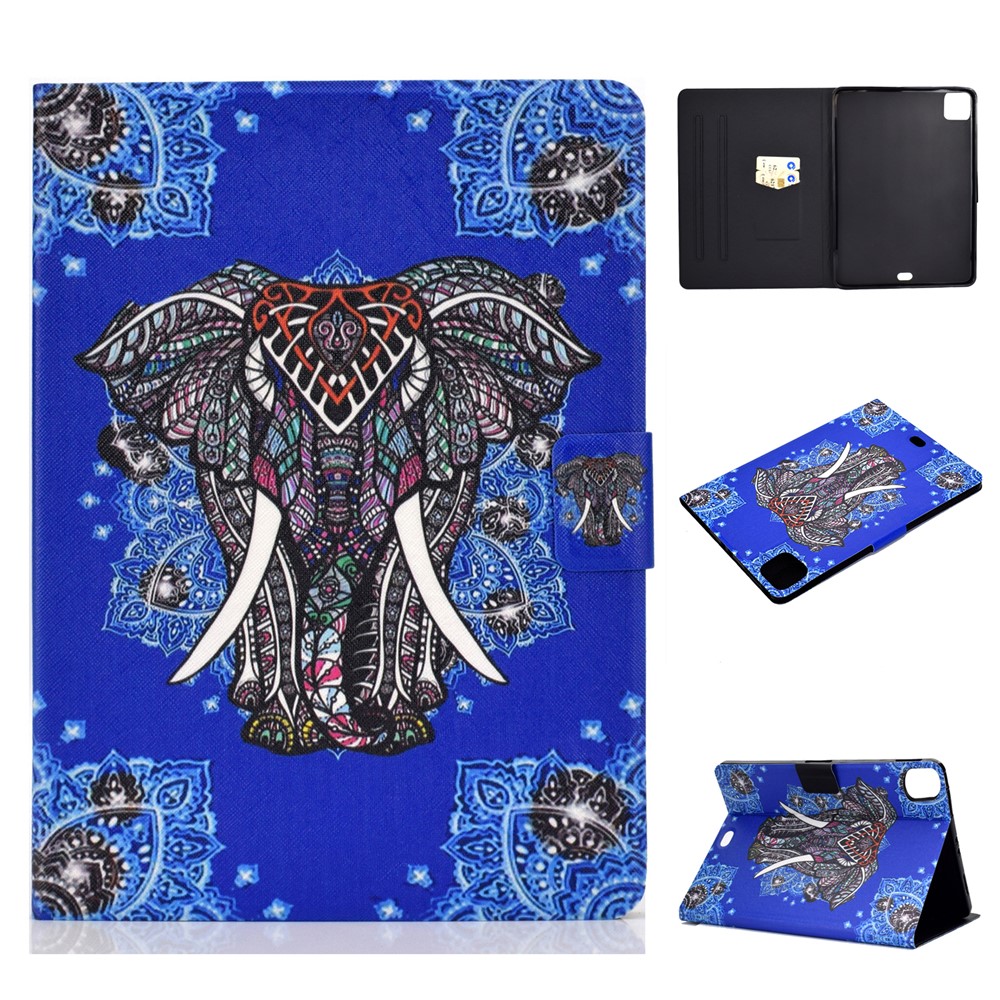 Pattern Printing Leather Stand Tablet Case for iPad Air (2020) - Elephant-1