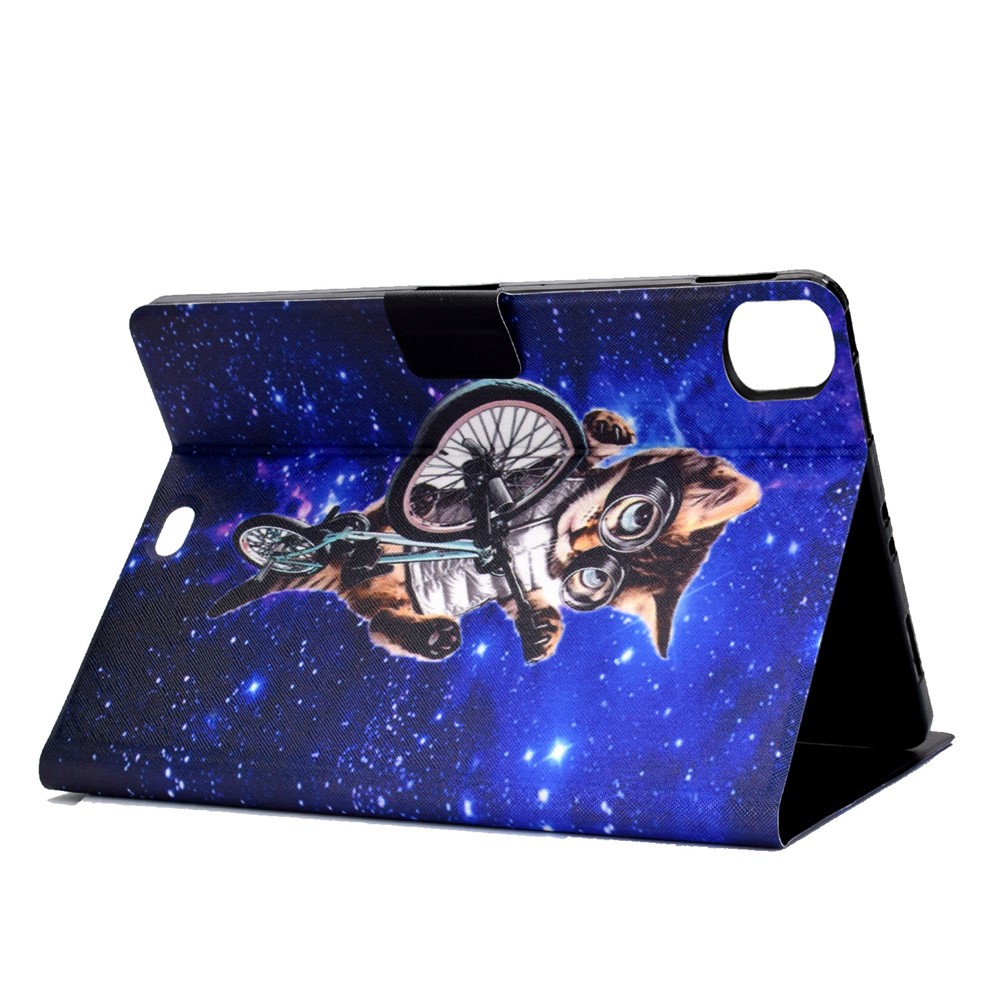 Pattern Printing Leather Stand Tablet Case for iPad Air (2020) - Cycling Cat-4