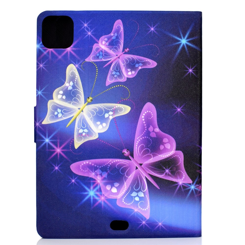 Pattern Printing Leather Stand Tablet Case for iPad Air (2020) - Purple Butterlies-3