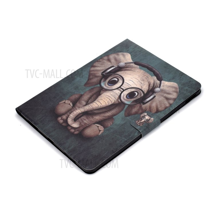Pattern Printing Leather Stand Tablet Case for iPad Air (2020) - Elephant with Headphones-5