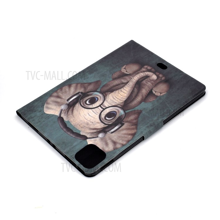 Pattern Printing Leather Stand Tablet Case for iPad Air (2020) - Elephant with Headphones-6