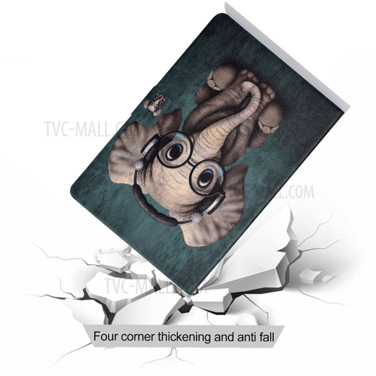 Pattern Printing Leather Stand Tablet Case for iPad Air (2020) - Elephant with Headphones-8