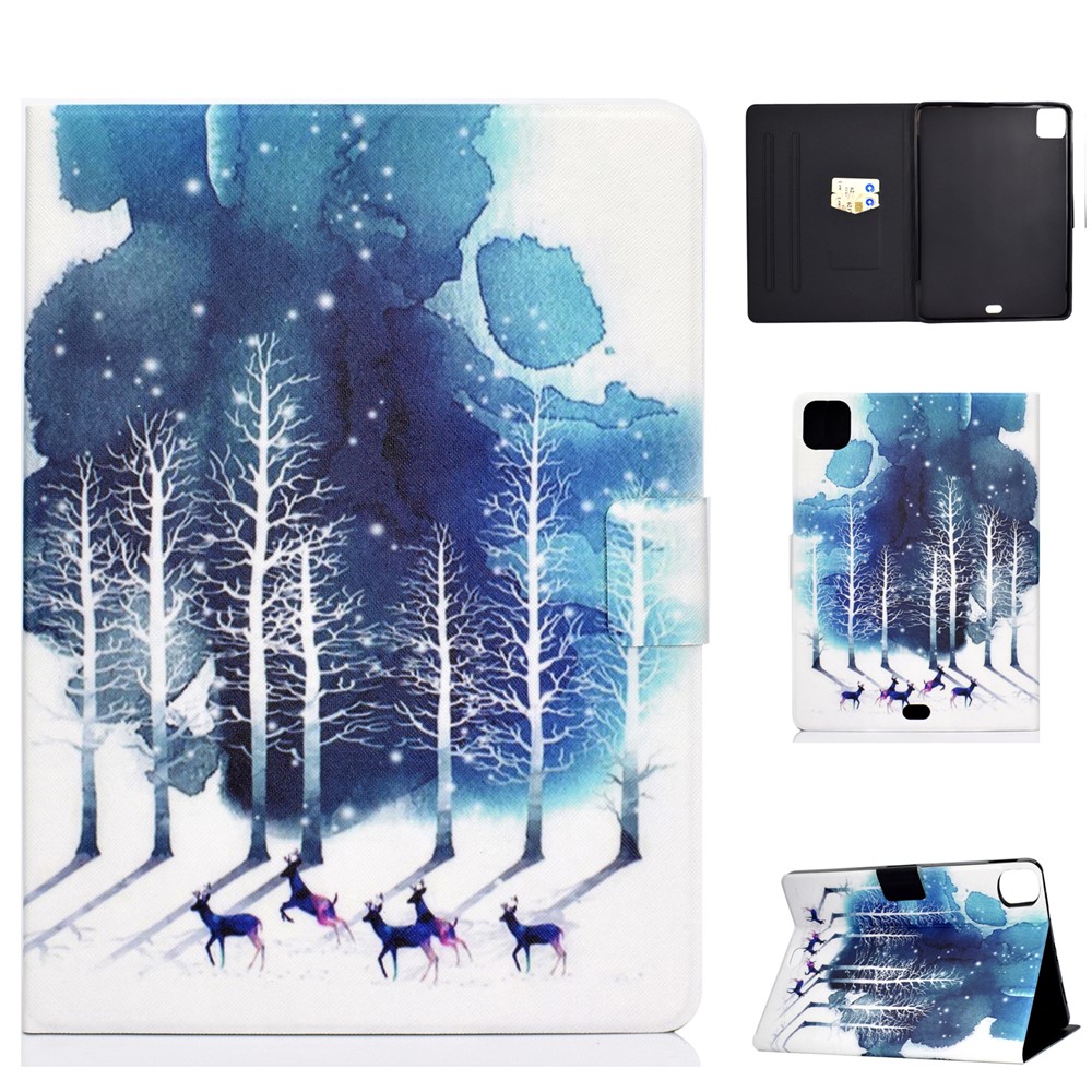 Pattern Printing Leather Stand Tablet Case for iPad Air (2020) - Forest and Elk-1